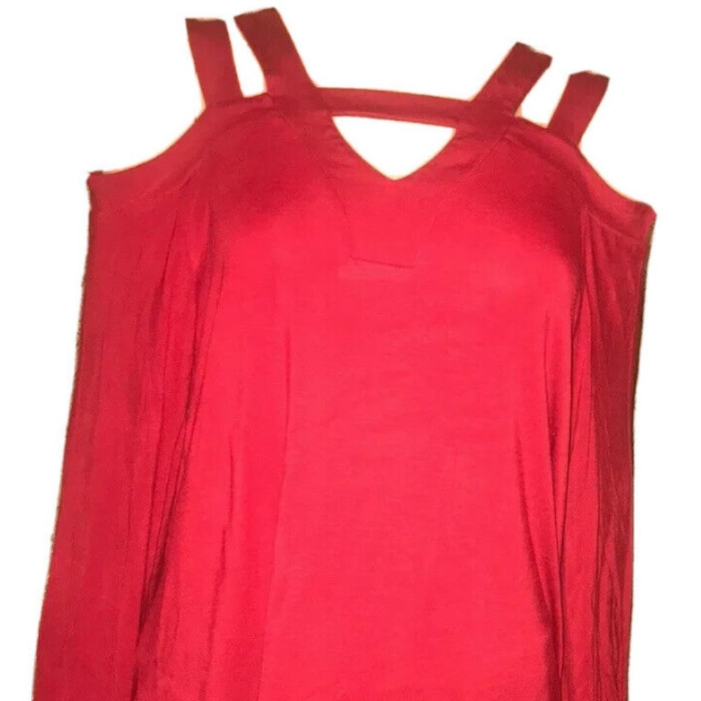 KIM & CAMI Women cold shoulder Red Top size Large